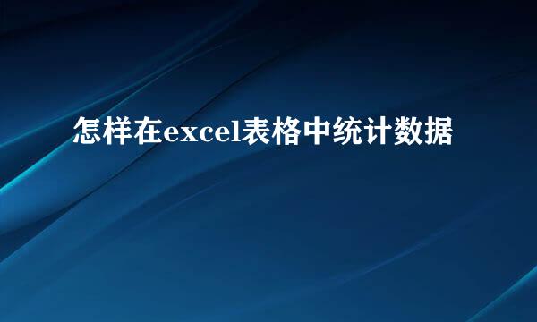 怎样在excel表格中统计数据