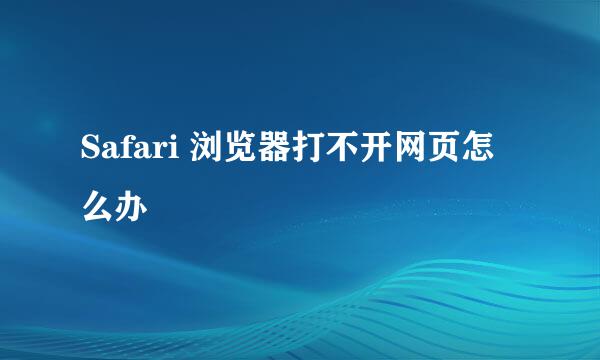 Safari 浏览器打不开网页怎么办
