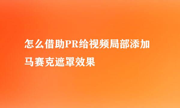 怎么借助PR给视频局部添加马赛克遮罩效果