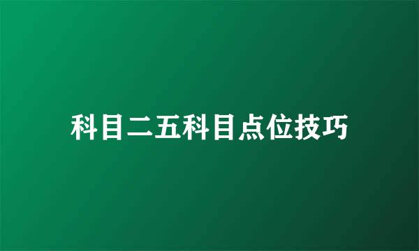 科目二五科目点位技巧