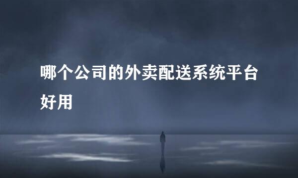 哪个公司的外卖配送系统平台好用