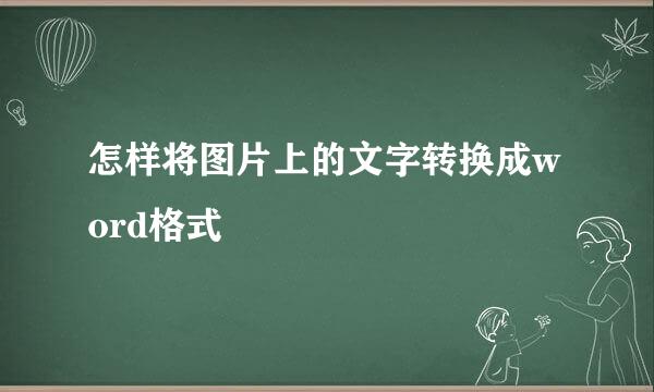 怎样将图片上的文字转换成word格式