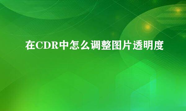 在CDR中怎么调整图片透明度