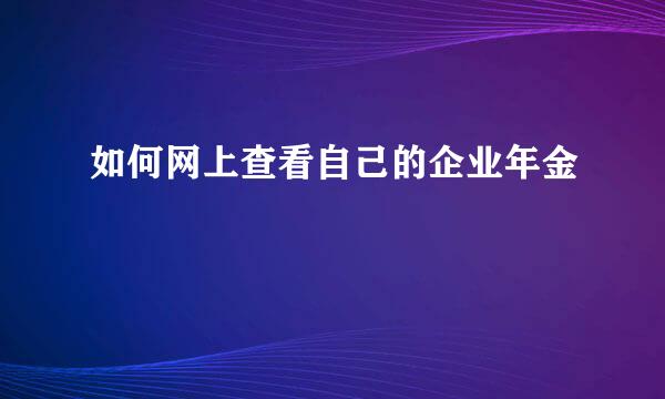 如何网上查看自己的企业年金