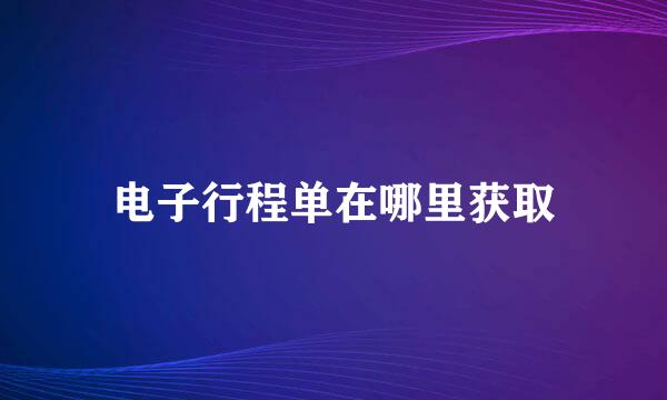 电子行程单在哪里获取