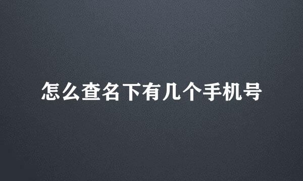 怎么查名下有几个手机号
