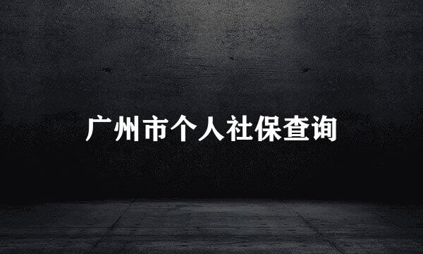 广州市个人社保查询