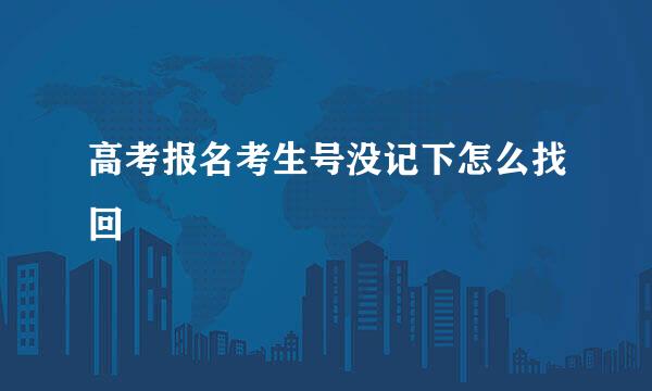 高考报名考生号没记下怎么找回