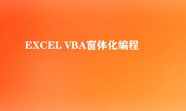 EXCEL VBA窗体化编程