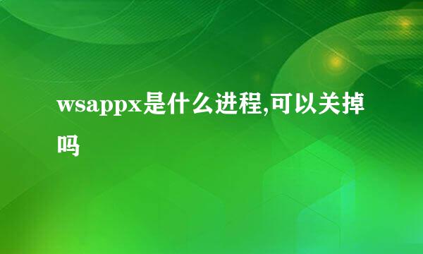 wsappx是什么进程,可以关掉吗