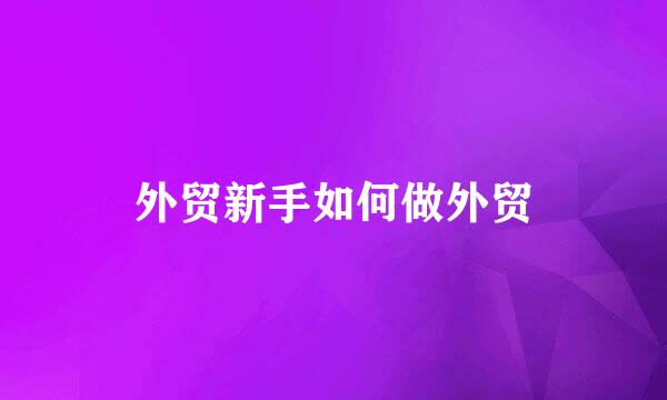 外贸新手如何做外贸