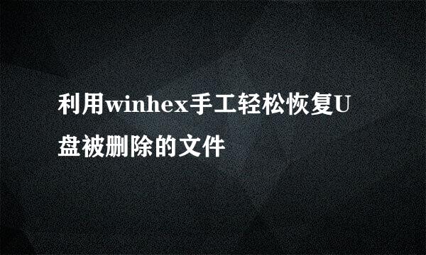 利用winhex手工轻松恢复U盘被删除的文件