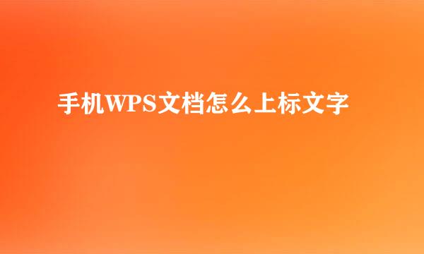 手机WPS文档怎么上标文字
