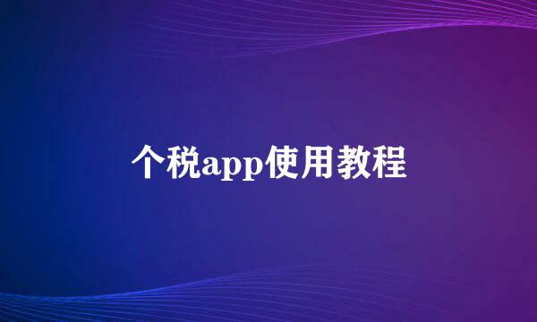 个税app使用教程