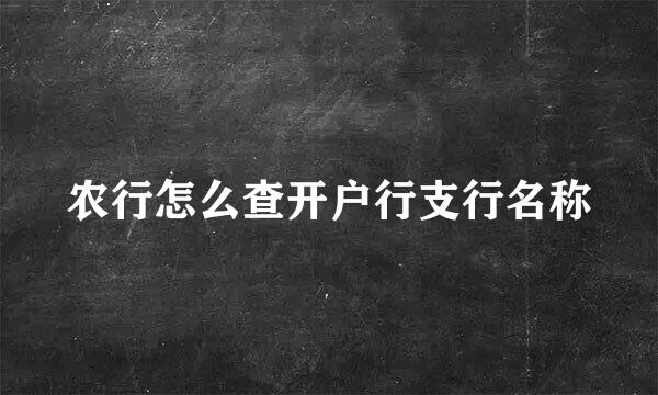 农行怎么查开户行支行名称
