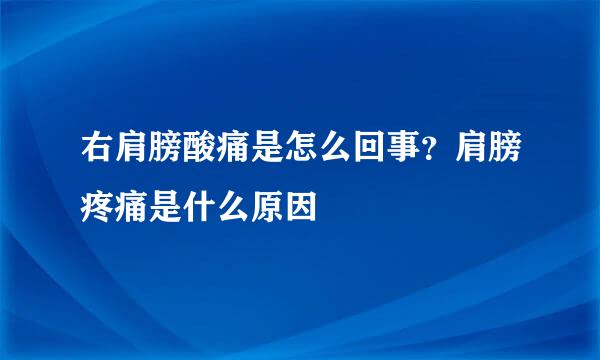 右肩膀酸痛是怎么回事？肩膀疼痛是什么原因