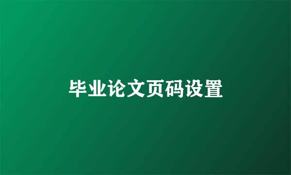 毕业论文页码设置