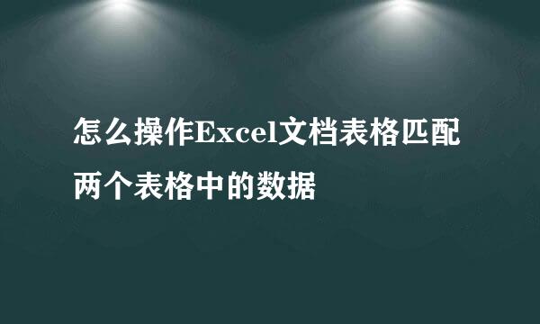 怎么操作Excel文档表格匹配两个表格中的数据