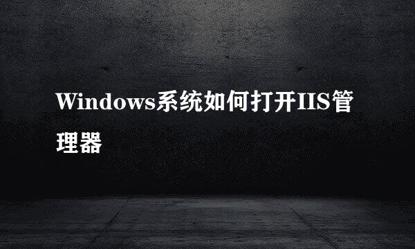 Windows系统如何打开IIS管理器