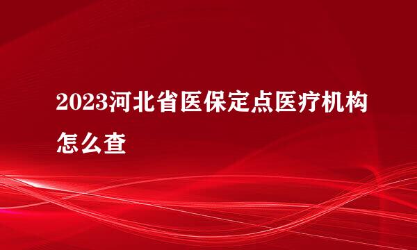 2023河北省医保定点医疗机构怎么查