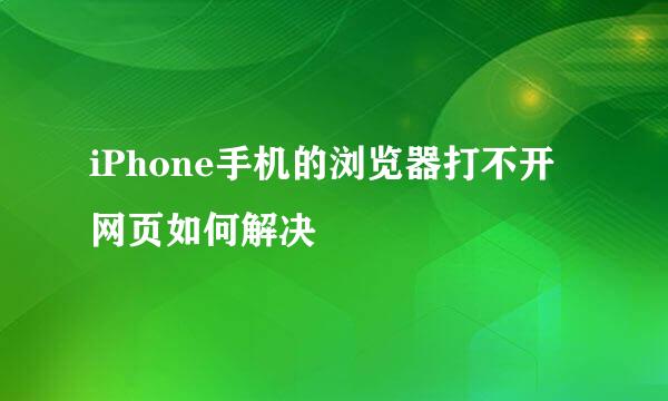 iPhone手机的浏览器打不开网页如何解决