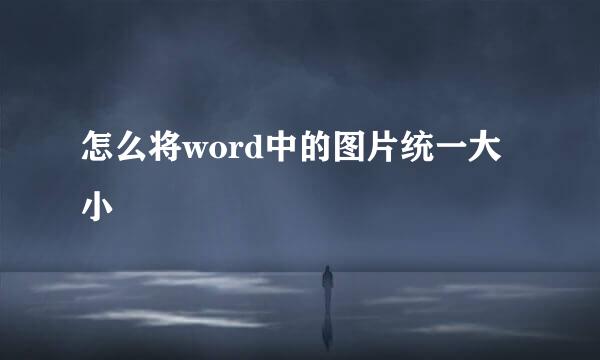 怎么将word中的图片统一大小