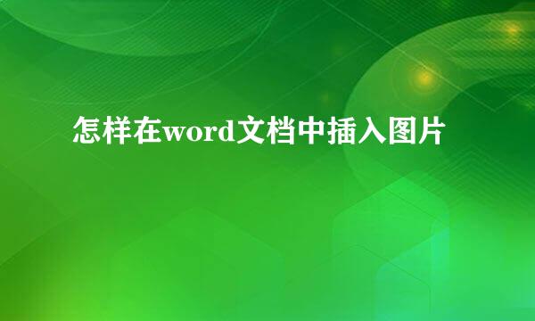 怎样在word文档中插入图片