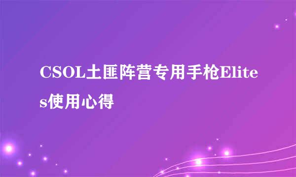 CSOL土匪阵营专用手枪Elites使用心得