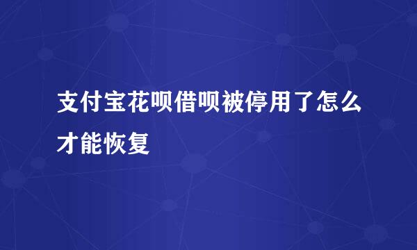 支付宝花呗借呗被停用了怎么才能恢复