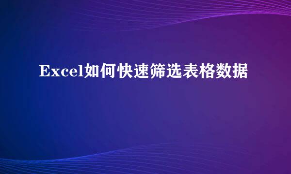 Excel如何快速筛选表格数据