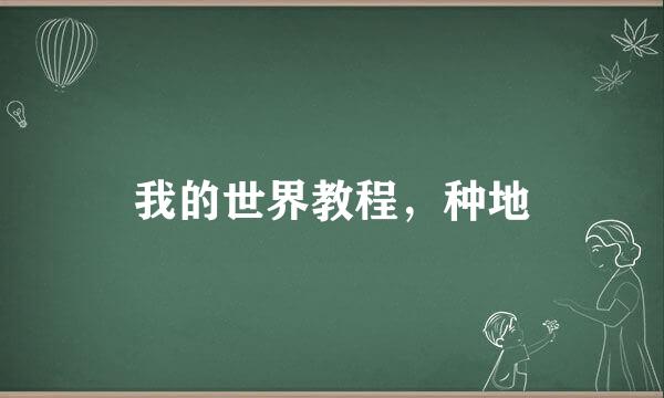 我的世界教程，种地