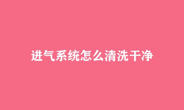进气系统怎么清洗干净