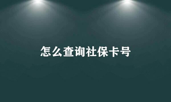 怎么查询社保卡号