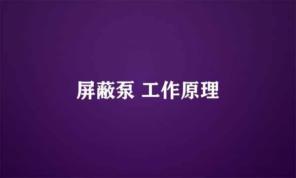 屏蔽泵 工作原理