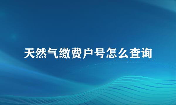 天然气缴费户号怎么查询