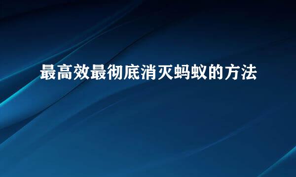 最高效最彻底消灭蚂蚁的方法