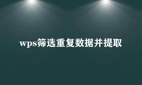 wps筛选重复数据并提取