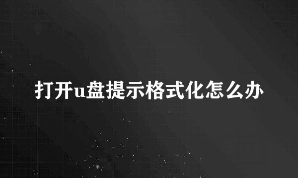 打开u盘提示格式化怎么办