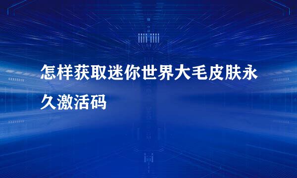 怎样获取迷你世界大毛皮肤永久激活码