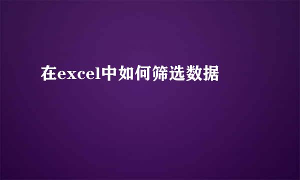 在excel中如何筛选数据