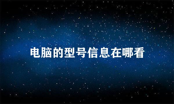 电脑的型号信息在哪看