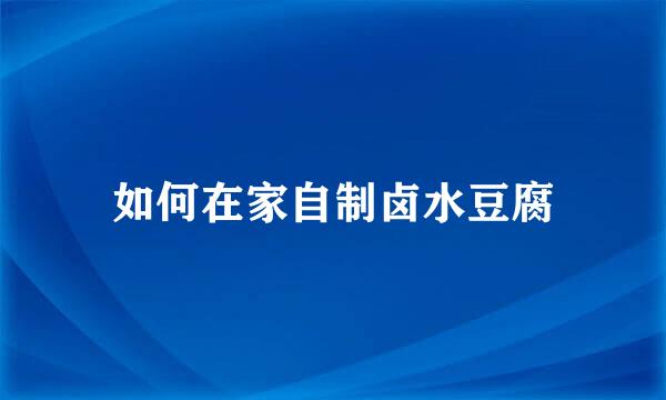 如何在家自制卤水豆腐