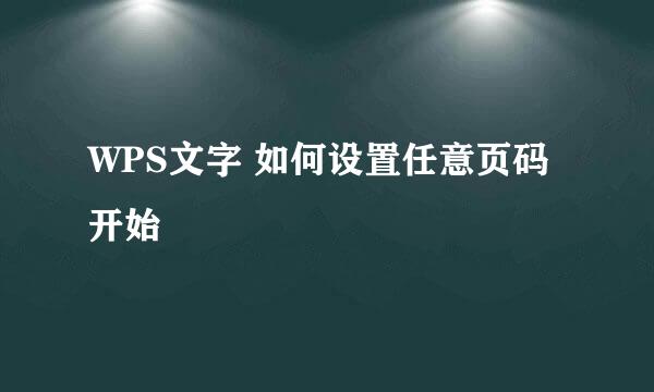 WPS文字 如何设置任意页码开始