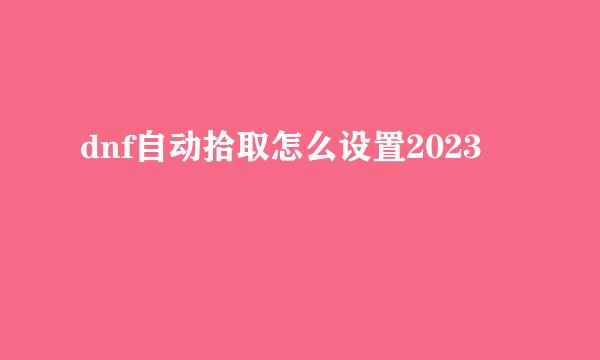 dnf自动拾取怎么设置2023