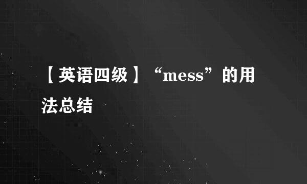 【英语四级】“mess”的用法总结