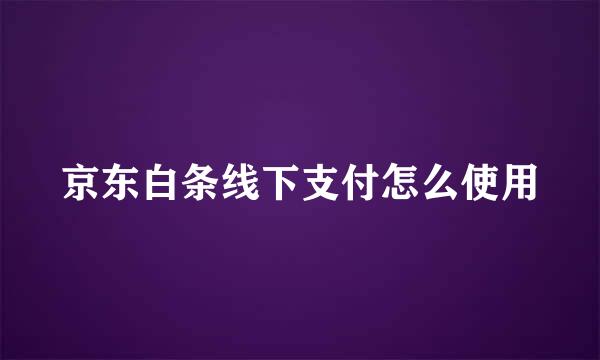 京东白条线下支付怎么使用