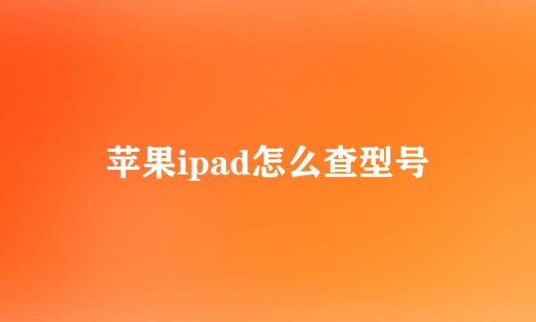 苹果ipad怎么查型号