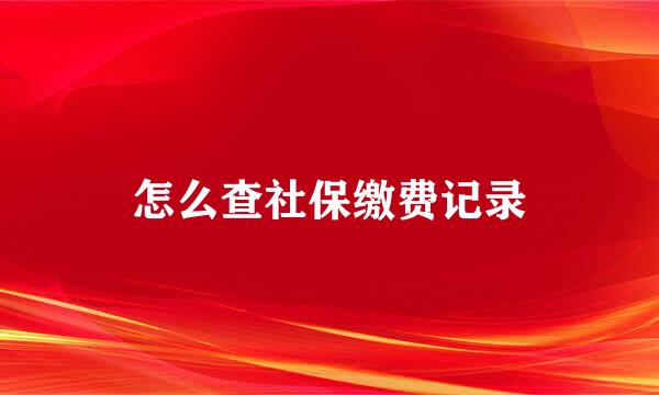 怎么查社保缴费记录