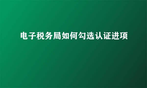 电子税务局如何勾选认证进项
