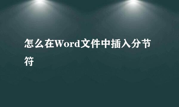怎么在Word文件中插入分节符